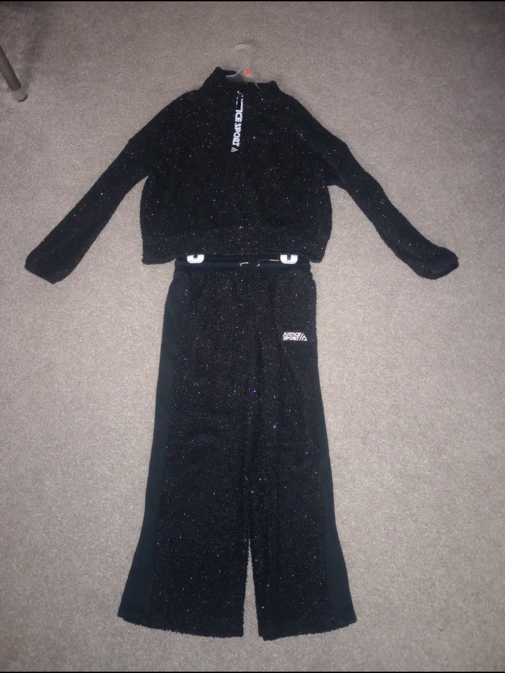Black Sparkle Wide-Leg Jogger Set
